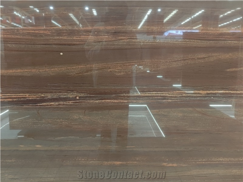Red Wood Grain Marble Slabs Polished Surface 20Mm Thick