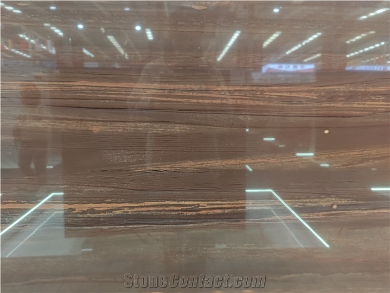 Red Wood Grain Marble Slabs Polished Surface 20Mm Thick