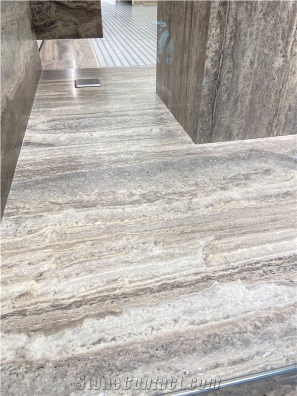 Silver Travertine Slabs For Wall Decor