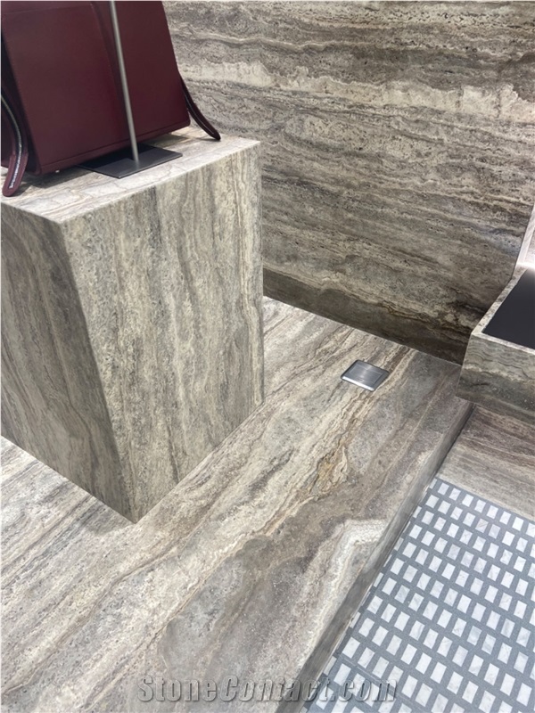 Silver Travertine Slabs For Wall Decor