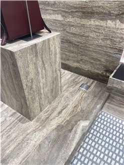 Silver Travertine Slabs For Wall Decor