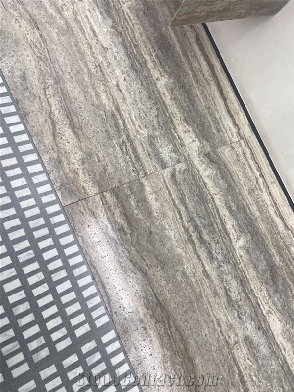 Silver Travertine Slabs For Wall Decor