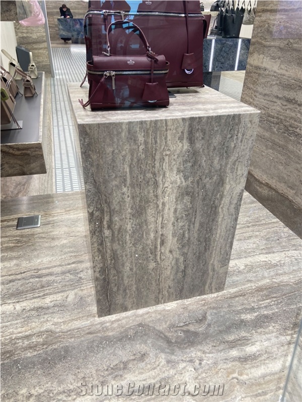 Silver Travertine Slabs For Wall Decor