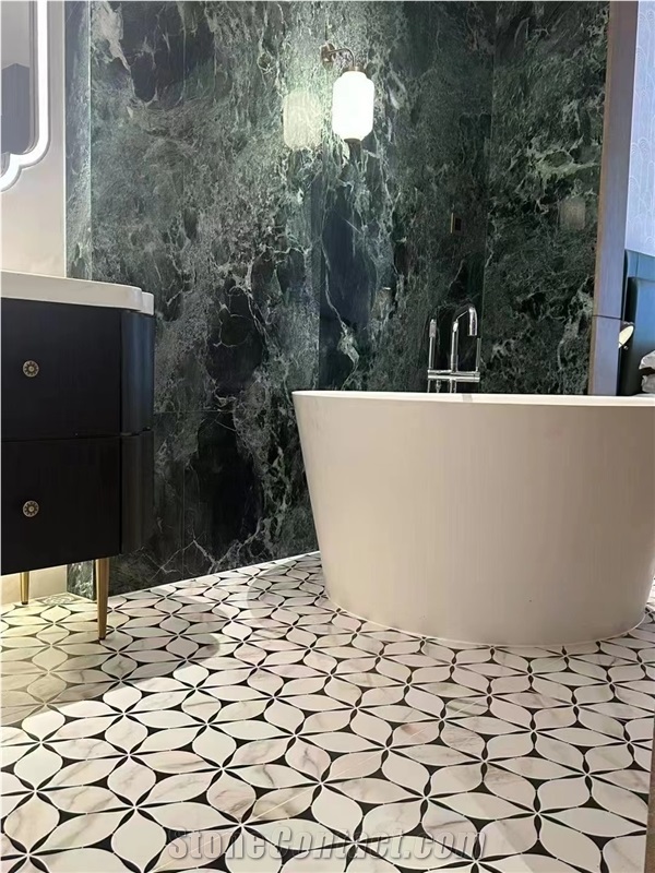 Polished  Italy Green Marble Verde Alpi Marble Slabs