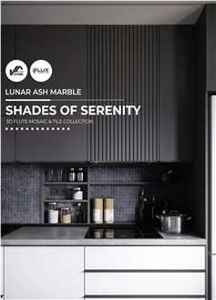 3D Flute Stormy Grey Marble Mosaic Tiles