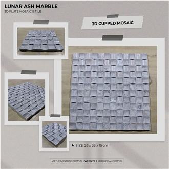 3D Flute Stormy Grey Marble Mosaic Tiles