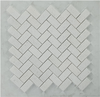 Crystal White Marble Herringbone Mosaic
