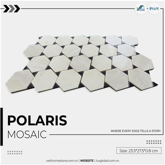 Crystal White Marble Hexagon Polaris Mosaic Tiles