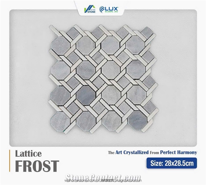 Crystal White Marble Lattice Frost Mosaic Tiles