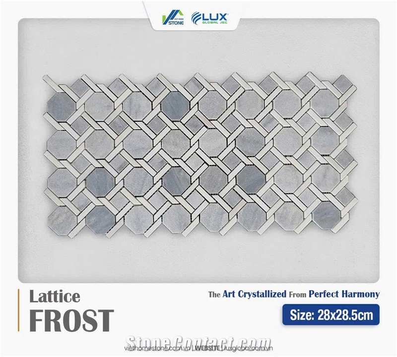 Crystal White Marble Lattice Frost Mosaic Tiles