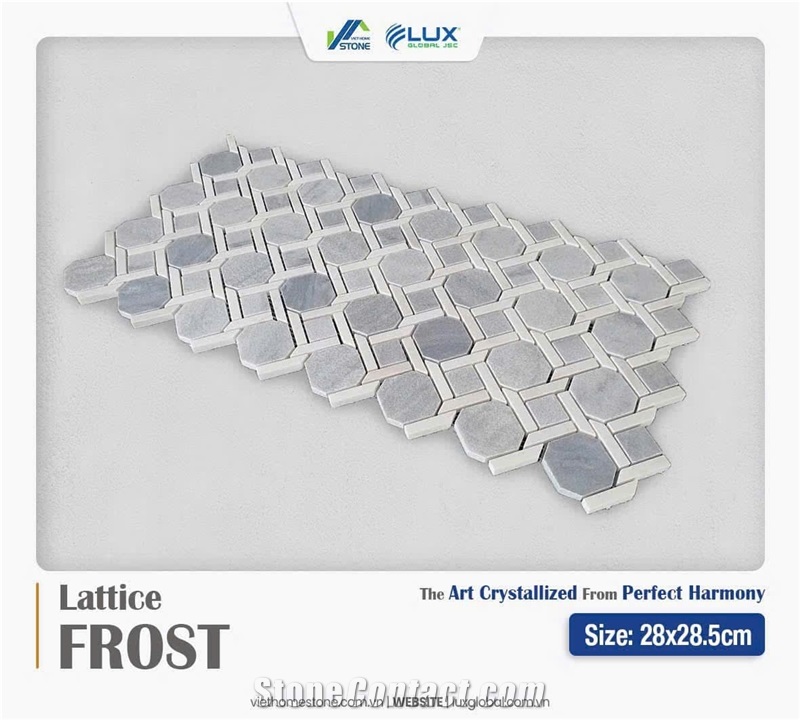 Crystal White Marble Lattice Frost Mosaic Tiles