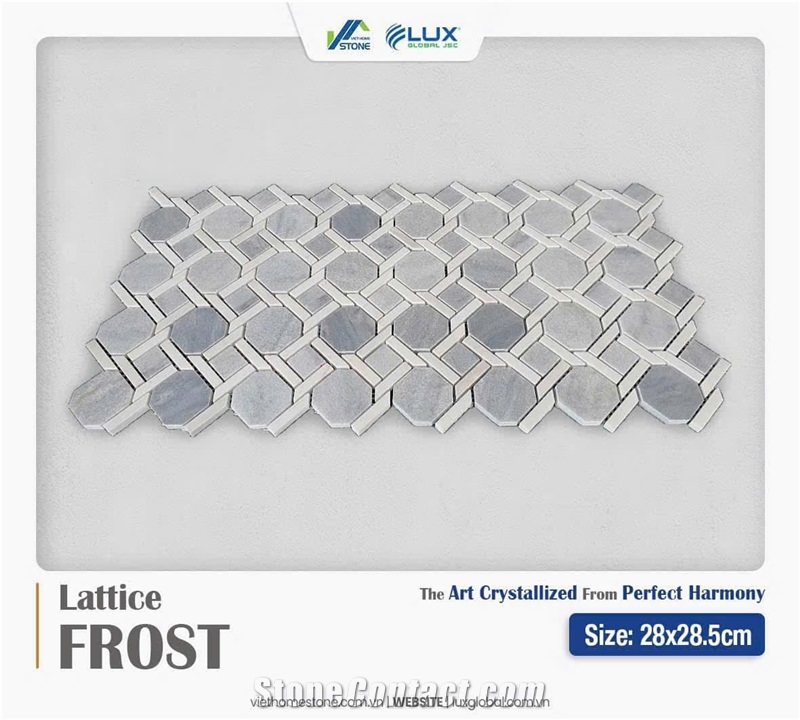 Crystal White Marble Lattice Frost Mosaic Tiles