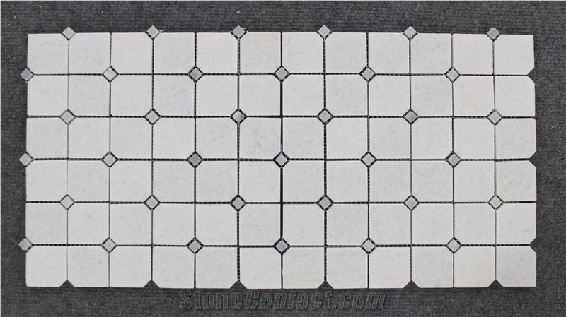 Crystal White Octagon Marble Mosaic Tiles