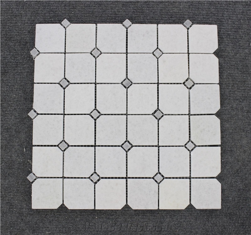 Crystal White Octagon Marble Mosaic Tiles