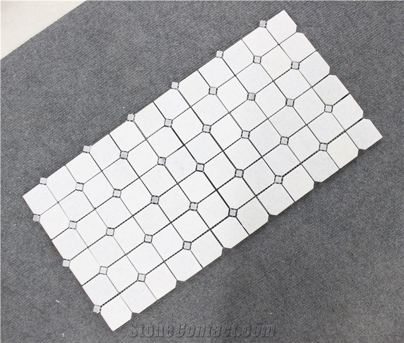 Crystal White Octagon Marble Mosaic Tiles