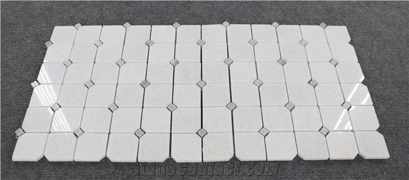 Crystal White Octagon Marble Mosaic Tiles