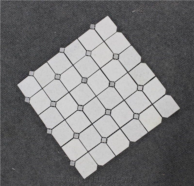 Crystal White Octagon Marble Mosaic Tiles