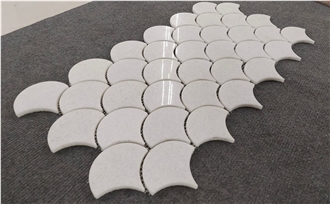 Crystal White Scale Waterjet Mosaic Tiles