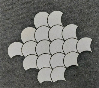 Crystal White Scale Waterjet Mosaic Tiles