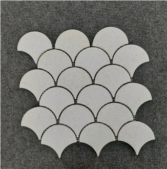 Crystal White Scale Waterjet Mosaic Tiles