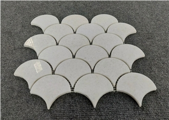 Crystal White Scale Waterjet Mosaic Tiles