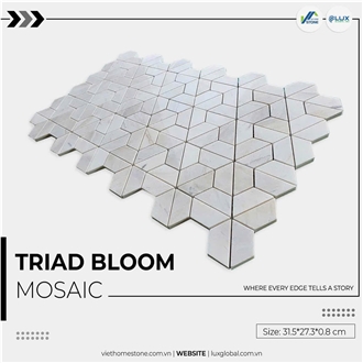 Milky White Marble Triad Bloom Mosaic