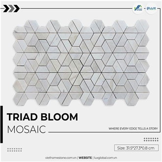 Milky White Marble Triad Bloom Mosaic
