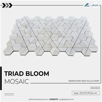 Milky White Marble Triad Bloom Mosaic
