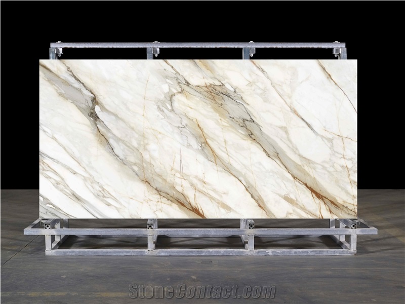 Calacatta Viola Quartz Slabs Printed Gold Marble Stone