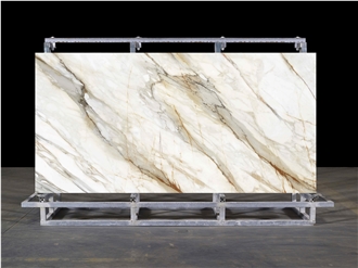 Calacatta Viola Quartz Slabs Printed Gold Marble Stone