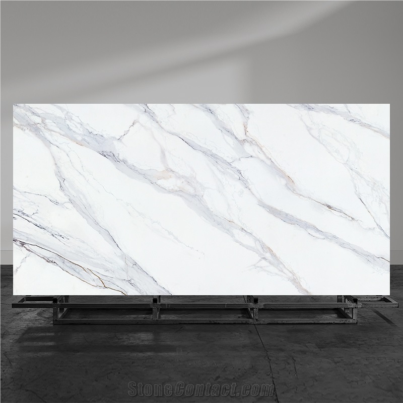 Nano Ink 3D Printed Quartz Slabs White Marble Full Body Vein