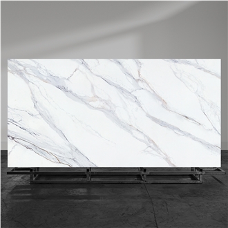 Nano Ink 3D Printed Quartz Slabs White Marble Full Body Vein