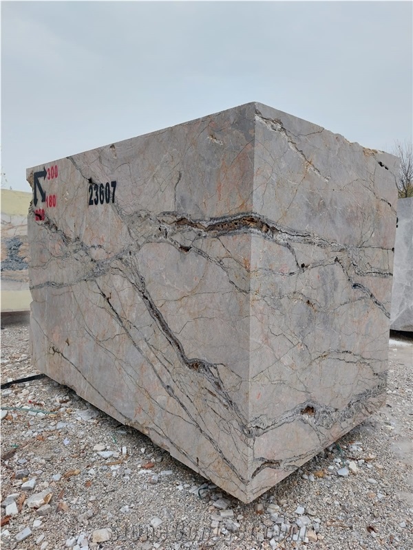 White Platinium River Marble Blocks