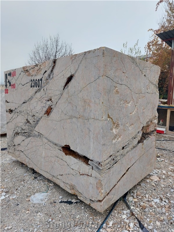 White Platinium River Marble Blocks