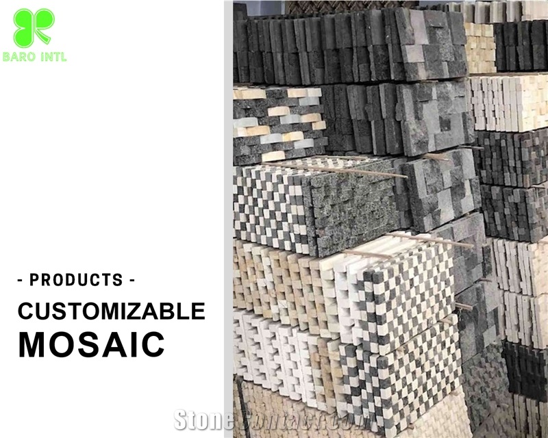 Mosaic Tiles With Natural Stone Chipped Pebbles
