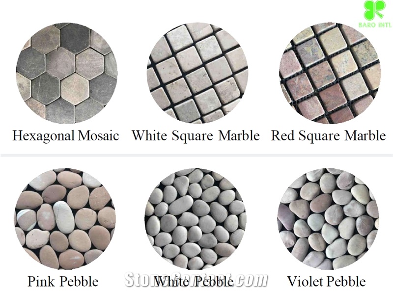 Mosaic Tiles With Natural Stone Chipped Pebbles