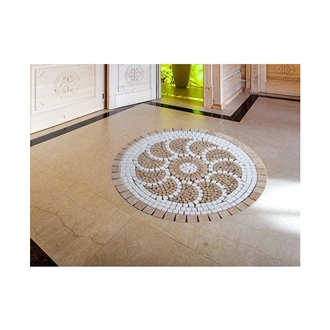 Mixed Marble Mosaic Rosette Medallion Antique Style