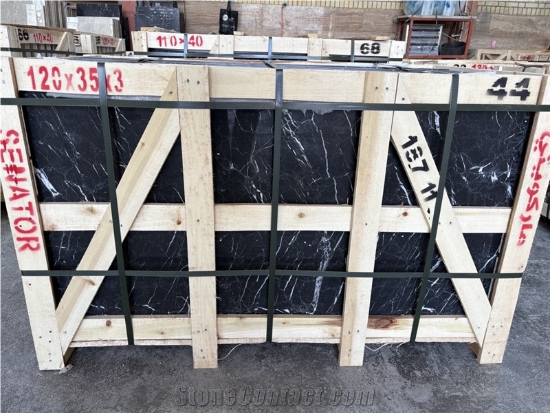 Najafabad Black Marble Polished Tiles