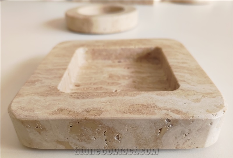Regular Natural Stone Travertine Ashtray
