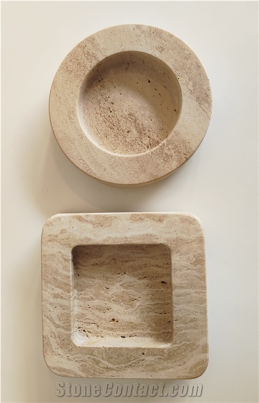 Regular Natural Stone Travertine Ashtray