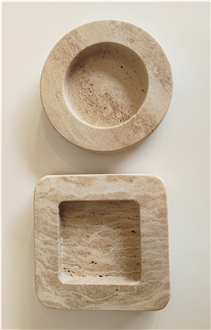 Regular Natural Stone Travertine Ashtray