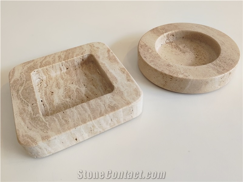 Regular Natural Stone Travertine Ashtray