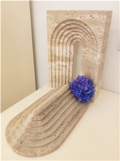 Travertino Stone Arch Design For Home Decor Bookend