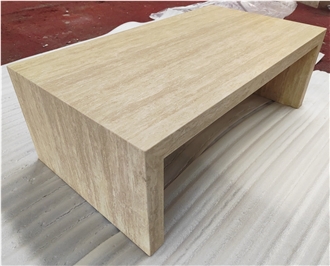 Vintage Honed Travertine Rectangle Coffee Table Set