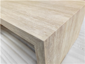 Vintage Honed Travertine Rectangle Coffee Table Set