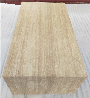 Vintage Honed Travertine Rectangle Coffee Table Set