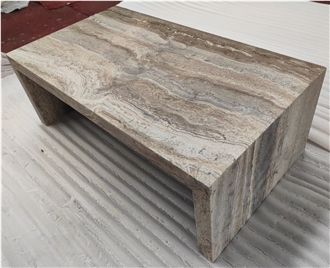 Waterfall Coffee Table  Veincut Silver Travertine