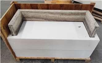 Waterfall Coffee Table  Veincut Silver Travertine