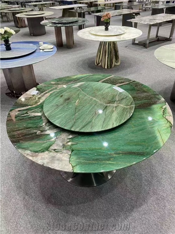 Fuchsite Crystal Quartzite Commercial Dining Table