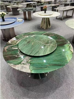 Fuchsite Crystal Quartzite Commercial Dining Table Fuchsite Crystal Quartzite Commercial Dining Table
